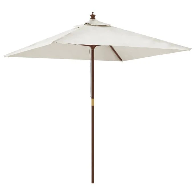 Parasol De Jardin Avec Mât En Bois Sable 198x198x231 Cm 4 Parasol De Jardin Avec Mât En Bois Sable 198x198x231 Cm – Image 2