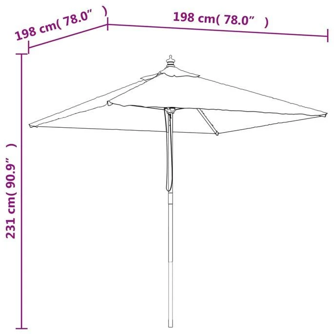 Parasol De Jardin Avec Mât En Bois Sable 198x198x231 Cm 9 Parasol De Jardin Avec Mât En Bois Sable 198x198x231 Cm – Image 7