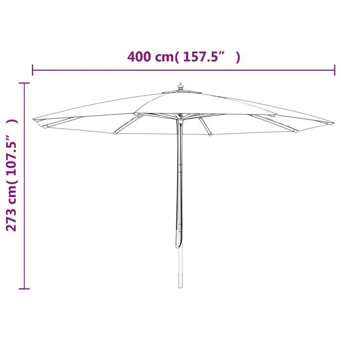 Parasol De Jardin Avec Mât En Bois Taupe 400x273 Cm 10 Parasol De Jardin Avec Mât En Bois Taupe 400x273 Cm – Image 8