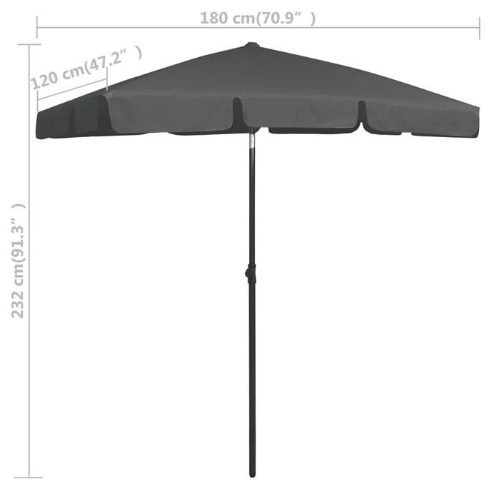 Parasol De Plage Anthracite 180x120 Cm 10 Parasol De Plage Anthracite 180x120 Cm – Image 8