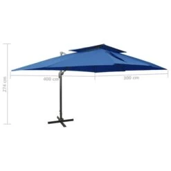 Parasol Déporté à Double Toit Bleu Azuré 400x300 Cm 19 Parasol Déporté à Double Toit Bleu Azuré 400x300 Cm -Meubles Soldes Boutique parasol deporte a double toit bleu azure 400x300 cm 3666722356787 941993