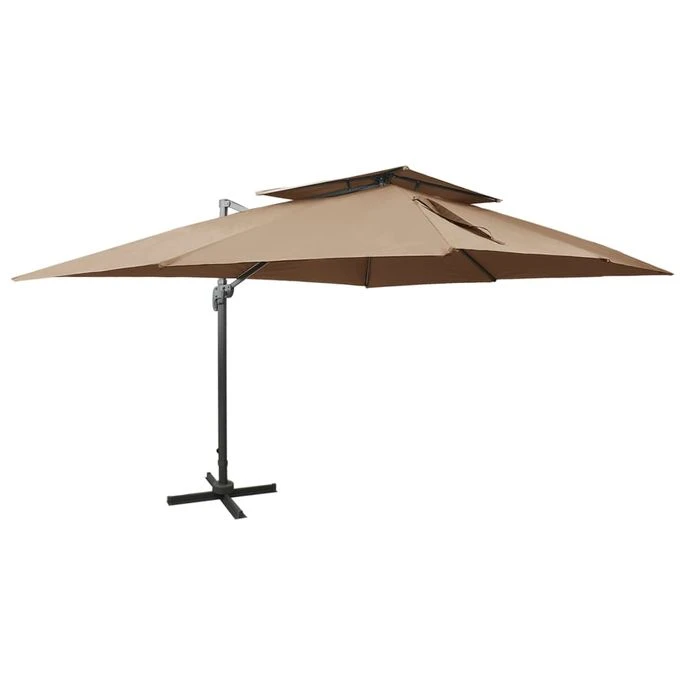 Parasol Déporté à Double Toit Taupe 400x300 Cm 3 Parasol Déporté à Double Toit Taupe 400x300 Cm