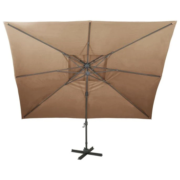 Parasol Déporté à Double Toit Taupe 400x300 Cm 6 Parasol Déporté à Double Toit Taupe 400x300 Cm – Image 4
