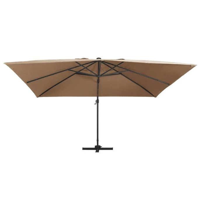 Parasol Déporté Avec Lumières LED Aluminium 400x300 Cm Taupe 5 Parasol Déporté Avec Lumières LED Aluminium 400x300 Cm Taupe – Image 3