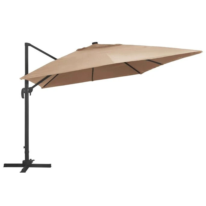 Parasol Déporté Avec Lumières LED Aluminium 400x300 Cm Taupe 6 Parasol Déporté Avec Lumières LED Aluminium 400x300 Cm Taupe – Image 4