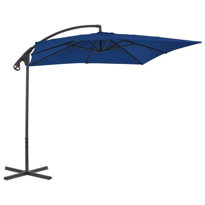 Parasol Déporté Avec Mât En Acier 250x250 Cm Azuré 6 Parasol Déporté Avec Mât En Acier 250x250 Cm Azuré – Image 4
