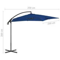 Parasol Déporté Avec Mât En Acier 250x250 Cm Azuré 15 Parasol Déporté Avec Mât En Acier 250x250 Cm Azuré -Meubles Soldes Boutique parasol deporte avec mat en acier 250x250 cm azure 3666722356343 942416