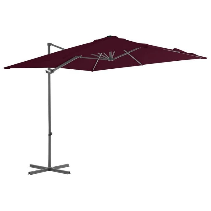 Parasol Déporté Avec Mât En Acier Rouge Bordeaux 250x250 Cm 3 Parasol Déporté Avec Mât En Acier Rouge Bordeaux 250x250 Cm