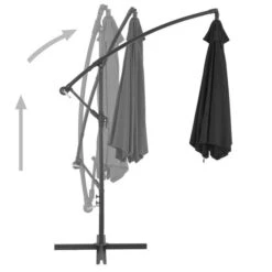 Parasol Déporté Avec Mât En Aluminium 300 Cm Noir -Meubles Soldes Boutique parasol deporte avec mat en aluminium 300 cm noir 3666722322812 982872