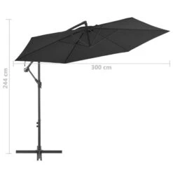 Parasol Déporté Avec Mât En Aluminium 300 Cm Noir -Meubles Soldes Boutique parasol deporte avec mat en aluminium 300 cm noir 3666722322812 982876