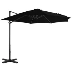 Parasol Déporté Avec Mât En Aluminium Noir 300 Cm