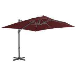 Meubles Soldes Boutique 16 Parasol Déporté Avec Mât En Aluminium Rouge Bordeaux 400x300 Cm