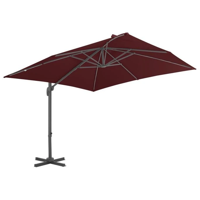 Parasol Déporté Avec Mât En Aluminium Rouge Bordeaux 400x300 Cm 5 Parasol Déporté Avec Mât En Aluminium Rouge Bordeaux 400x300 Cm – Image 3