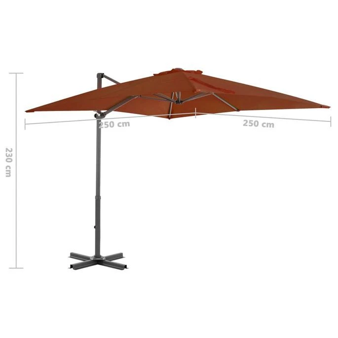 Parasol Déporté Avec Mât En Aluminium Terre Cuite 250x250 Cm 10 Parasol Déporté Avec Mât En Aluminium Terre Cuite 250x250 Cm – Image 8