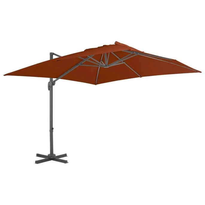 Parasol Déporté Avec Mât En Aluminium Terre Cuite 300x300 Cm 3 Parasol Déporté Avec Mât En Aluminium Terre Cuite 300x300 Cm