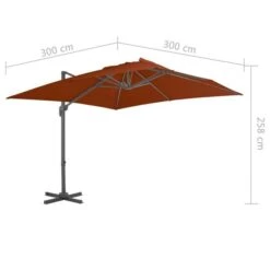 Parasol Déporté Avec Mât En Aluminium Terre Cuite 300x300 Cm 17 Parasol Déporté Avec Mât En Aluminium Terre Cuite 300x300 Cm -Meubles Soldes Boutique parasol deporte avec mat en aluminium terre cuite 300x300 cm 3666722357258 941509