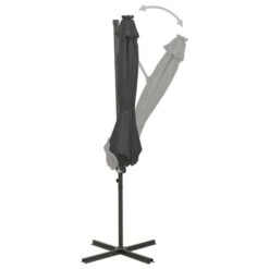 Parasol Déporté Avec Mât Et Lumières LED Anthracite 300 Cm 2 -Meubles Soldes Boutique parasol deporte avec mat et lumieres led anthracite 300 cm 3666722357111 941652