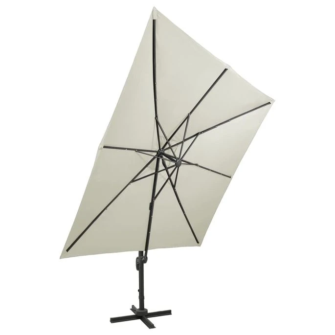 Parasol Déporté Avec Mât Et Lumières LED Sable 300 Cm 2 5 Parasol Déporté Avec Mât Et Lumières LED Sable 300 Cm 2 – Image 3