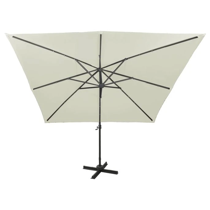 Parasol Déporté Avec Mât Et Lumières LED Sable 300 Cm 2 6 Parasol Déporté Avec Mât Et Lumières LED Sable 300 Cm 2 – Image 4