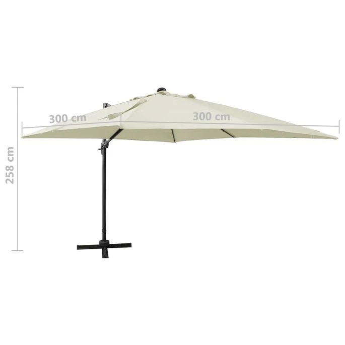 Parasol Déporté Avec Mât Et Lumières LED Sable 300 Cm 2 13 Parasol Déporté Avec Mât Et Lumières LED Sable 300 Cm 2 – Image 11