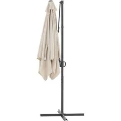 Parasol Déporté Carré 2,45 X 2,45m - Mat En Aluminium Avec Toile Polyester 180g - Beige -Meubles Soldes Boutique parasol deporte carre 2 45 x 2 45m mat en aluminium avec toile polyester 180g beige 3612408314343 715560