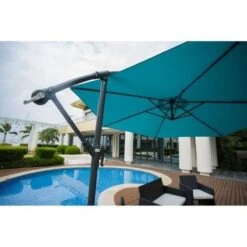Parasol Déporté Diametre 3m - Structure En Aluminium Avec Toile Polyester 180g- Bleu - Tohota -Meubles Soldes Boutique parasol deporte diametre 3m structure en aluminium avec toile polyester 180g bleu tohota 3612408259286 534697