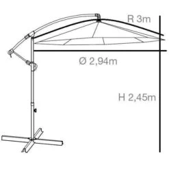 Parasol Déporté Diametre 3m - Structure En Aluminium Avec Toile Polyester 180g- Bleu - Tohota -Meubles Soldes Boutique parasol deporte diametre 3m structure en aluminium avec toile polyester 180g bleu tohota 3612408259286 534699