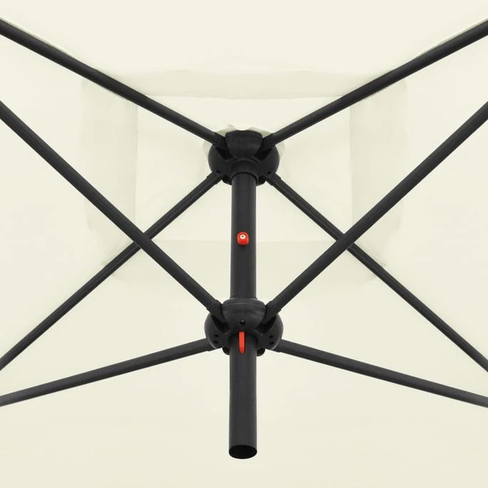 Parasol Double Avec Mât En Acier 250 X 250 Cm Blanc Sable 4 Parasol Double Avec Mât En Acier 250 X 250 Cm Blanc Sable – Image 2