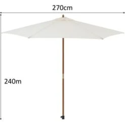 Parasol Droit Diametre 2,7 M - Mât Bois Rond Et Polyester 160g/m² - Beige -Meubles Soldes Boutique parasol droit diametre 2 7 m mat bois rond et polyester 160g m beige 3612401827956 1319740