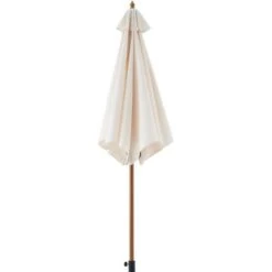 Parasol Droit Diametre 2,7 M - Mât Bois Rond Et Polyester 160g/m² - Beige -Meubles Soldes Boutique parasol droit diametre 2 7 m mat bois rond et polyester 160g m beige 3612401827956 1319741