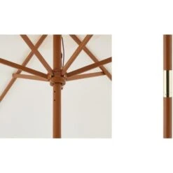 Parasol Droit Diametre 2,7 M - Mât Bois Rond Et Polyester 160g/m² - Beige -Meubles Soldes Boutique parasol droit diametre 2 7 m mat bois rond et polyester 160g m beige 3612401827956 1319742