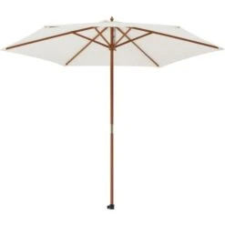 Parasol Droit Diametre 2,7 M - Mât Bois Rond Et Polyester 160g/m² - Beige -Meubles Soldes Boutique parasol droit diametre 2 7 m mat bois rond et polyester 160g m beige 3612401827956 1319743