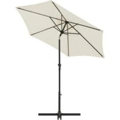 Parasol Droit Rond Diam 2,5 M - Inclinable & Avec Manivelle - Mât Aluminium Et Toile Polyester 160g - Ecru -Meubles Soldes Boutique parasol droit rond diam 2 5 m inclinable avec manivelle mat aluminium et toile polyester 160g ecru 2008331118669 1324985