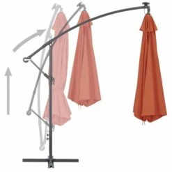 Parasol En Porte-à-faux Avec Mât Aluminium 350 Cm Terre Cuite -Meubles Soldes Boutique parasol en porte a faux avec mat aluminium 350 cm terre cuite 3666722604963 978583