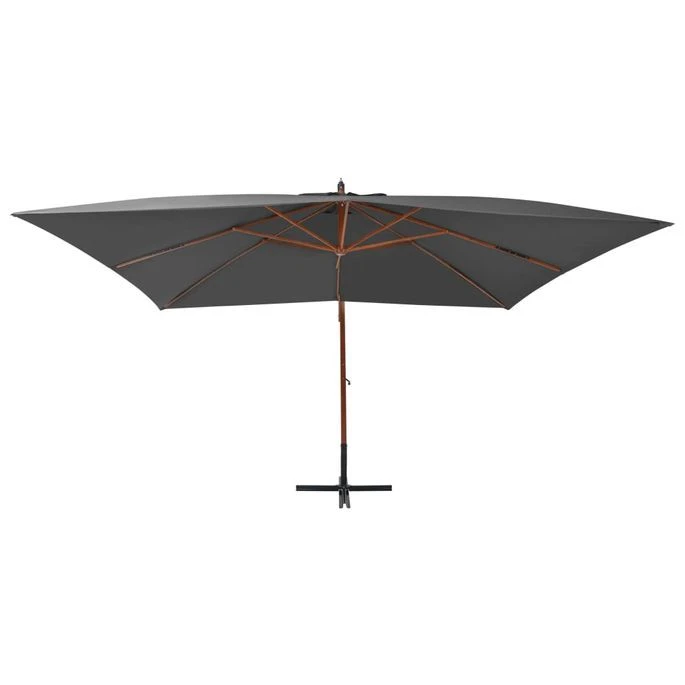 Parasol En Porte-à-faux Avec Mât En Bois 400x300 Cm Anthracite 5 Parasol En Porte-à-faux Avec Mât En Bois 400x300 Cm Anthracite – Image 3