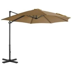 Parasol En Porte-à-faux Avec Poteau En Aluminium 300 Cm Taupe