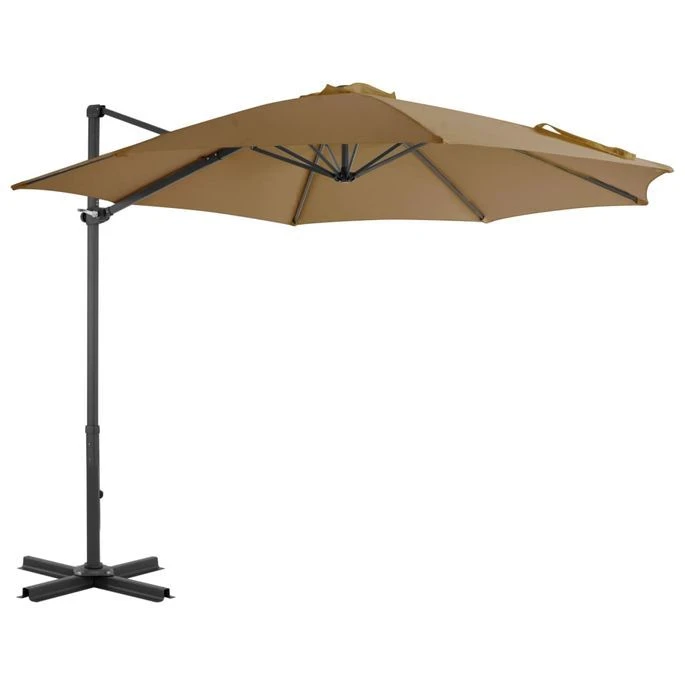Parasol En Porte-à-faux Avec Poteau En Aluminium 300 Cm Taupe 3 Parasol En Porte-à-faux Avec Poteau En Aluminium 300 Cm Taupe
