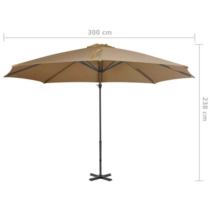 Parasol En Porte-à-faux Avec Poteau En Aluminium 300 Cm Taupe 10 Parasol En Porte-à-faux Avec Poteau En Aluminium 300 Cm Taupe – Image 8