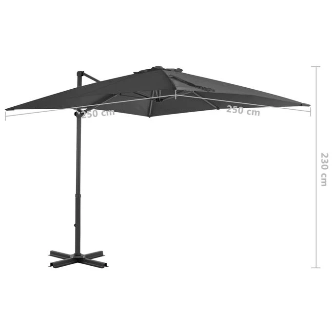 Parasol En Porte-à-faux Mât En Aluminium 250x250 Cm Anthracite 10 Parasol En Porte-à-faux Mât En Aluminium 250x250 Cm Anthracite – Image 8