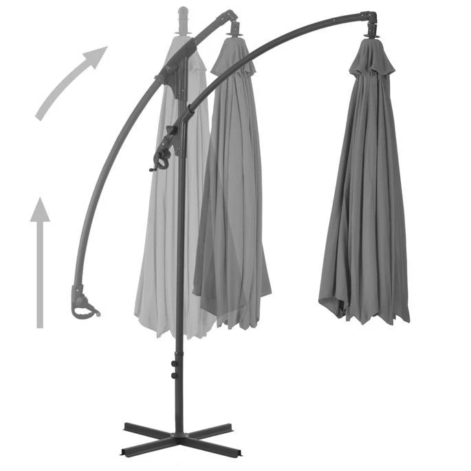 Parasol En Porte-à-feux Avec Mât En Acier 250x250 Cm Anthracite 7 Parasol En Porte-à-feux Avec Mât En Acier 250x250 Cm Anthracite – Image 5