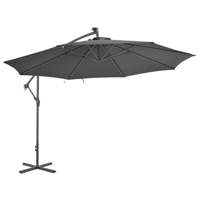 Parasol En Porte-à-feux Et Poteau Métallique 350 Cm Anthracite 4 Parasol En Porte-à-feux Et Poteau Métallique 350 Cm Anthracite – Image 2
