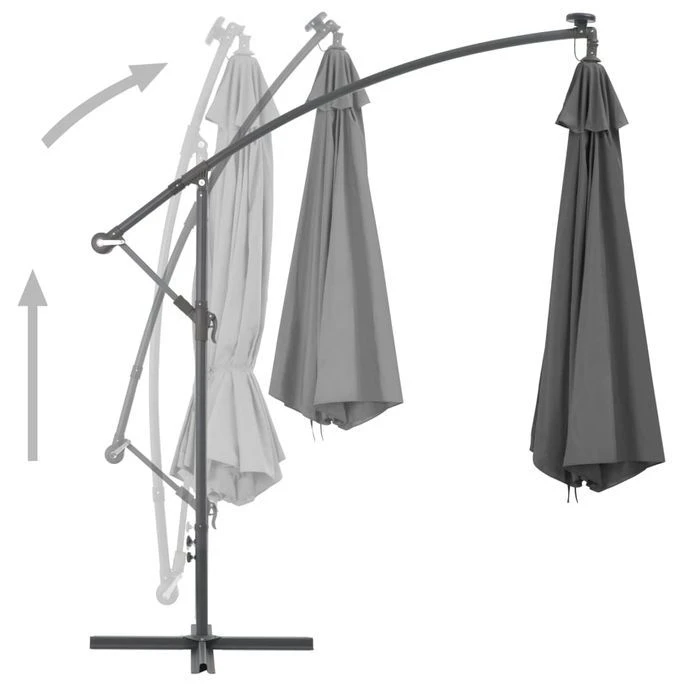 Parasol En Porte-à-feux Et Poteau Métallique 350 Cm Anthracite 6 Parasol En Porte-à-feux Et Poteau Métallique 350 Cm Anthracite – Image 4