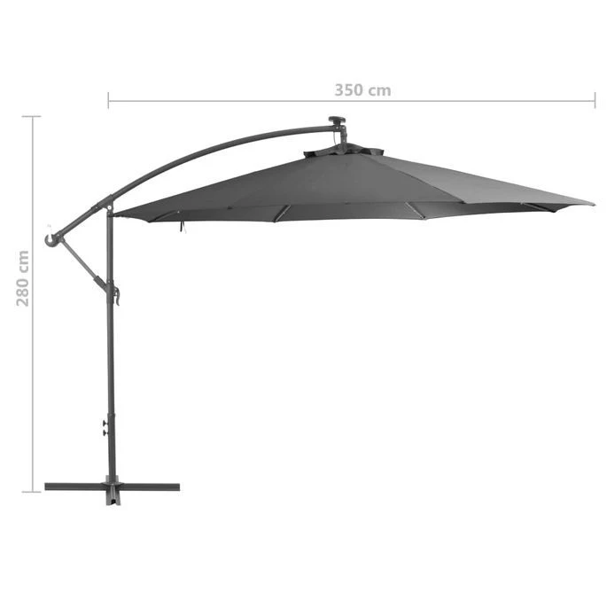 Parasol En Porte-à-feux Et Poteau Métallique 350 Cm Anthracite 11 Parasol En Porte-à-feux Et Poteau Métallique 350 Cm Anthracite – Image 9