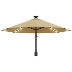 Parasol Mural Avec Mât Métallique Et LED 300 Cm Taupe 15 Parasol Mural Avec Mât Métallique Et LED 300 Cm Taupe -Meubles Soldes Boutique parasol mural avec mat metallique et led 300 cm taupe 3666722356244 942502