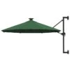 Parasol Mural Avec Mât Métallique Et LED 300 Cm Vert 2 Parasol Mural Avec Mât Métallique Et LED 300 Cm Vert -Meubles Soldes Boutique parasol mural avec mat metallique et led 300 cm vert 3666722883368 942479