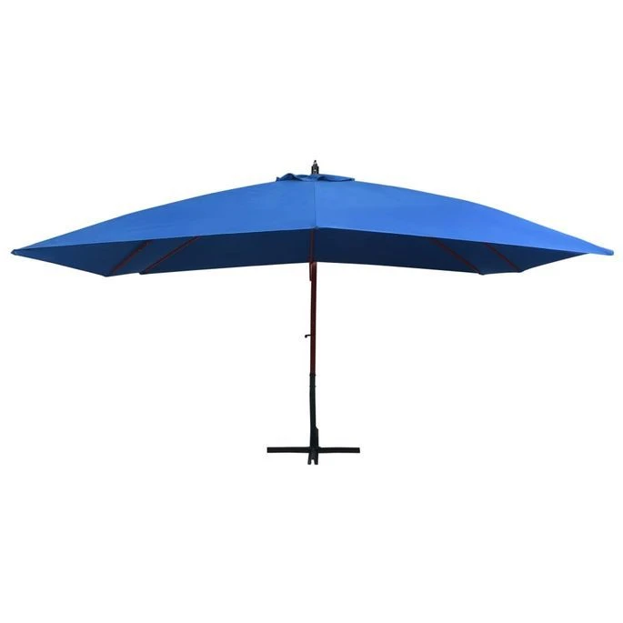 Parasol Suspendu Avec Mât En Bois 400x300 Cm Bleu 5 Parasol Suspendu Avec Mât En Bois 400x300 Cm Bleu – Image 3