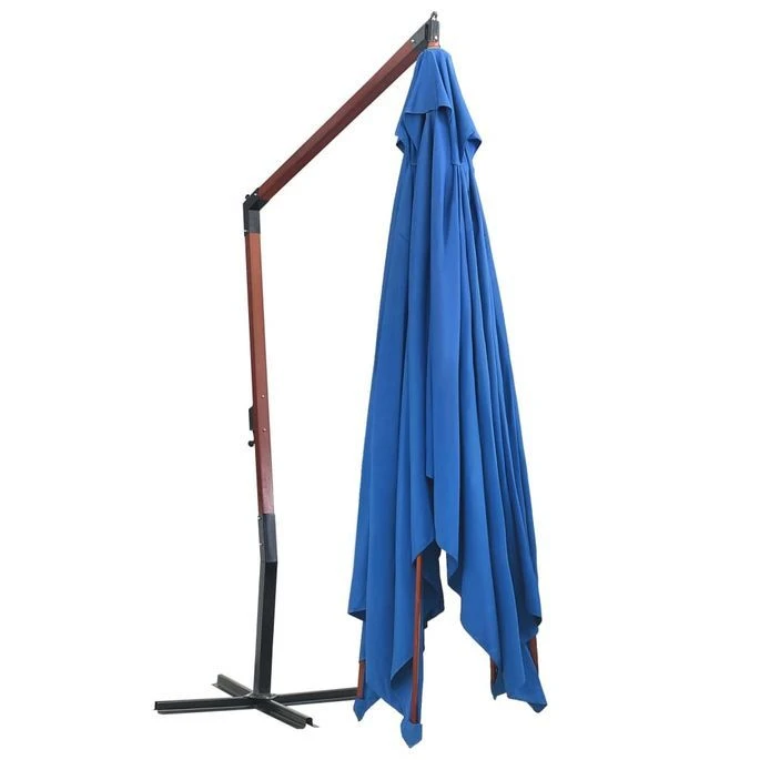 Parasol Suspendu Avec Mât En Bois 400x300 Cm Bleu 7 Parasol Suspendu Avec Mât En Bois 400x300 Cm Bleu – Image 5