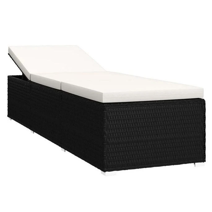 Set Chaise Longue Et Table Tissu Beige Et Résine Noire Viali 4 Set Chaise Longue Et Table Tissu Beige Et Résine Noire Viali – Image 2