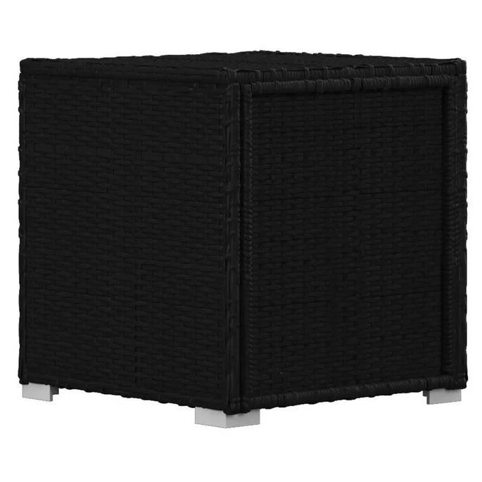 Set Chaise Longue Et Table Tissu Beige Et Résine Noire Viali 5 Set Chaise Longue Et Table Tissu Beige Et Résine Noire Viali – Image 3