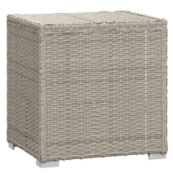 Set Chaise Longue Et Table Tissu Et Résine Tressée Gris Viali 4 Set Chaise Longue Et Table Tissu Et Résine Tressée Gris Viali – Image 3